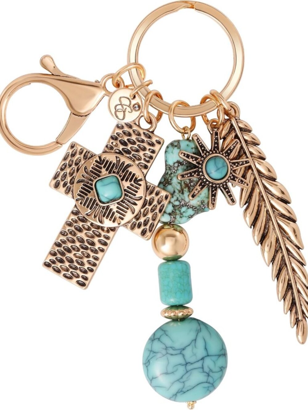 Turquoise & Pave Crystal Keychain Bag Charm for Women - Stylish Accessory